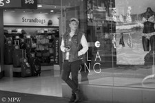 Queen Street Auckland city, black and white photo by Mike Wheelton
